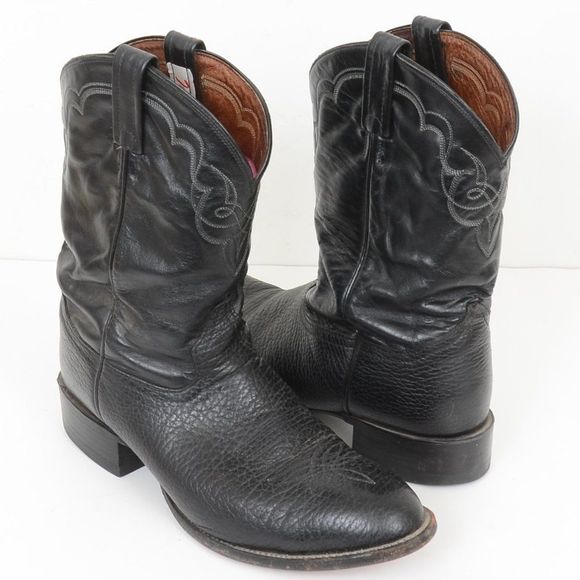 Vintage Tony Lama Black Roper Western Cowboy Boots Size 11D - USA - Style CT456 - Picture 2 of 12